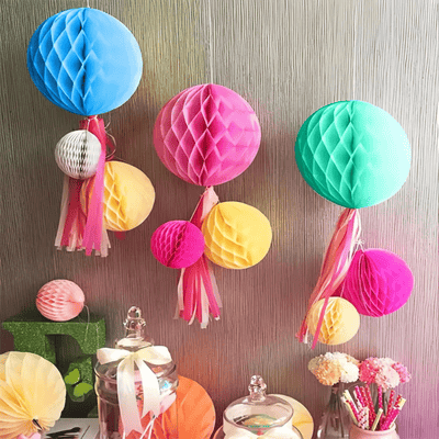 Honeycomb Balls Decoration Paper Flower Balls Paper Ball Pom Poms 