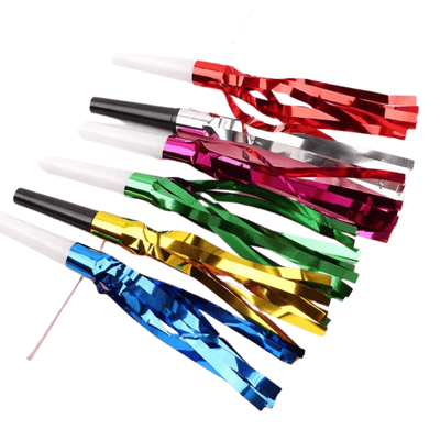 Hot sale Metallic Fringed Noise Maker, Musical party Blowouts