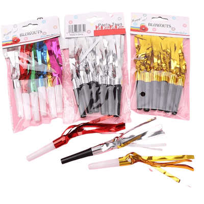 Hot sale Metallic Fringed Noise Maker, Musical party Blowouts