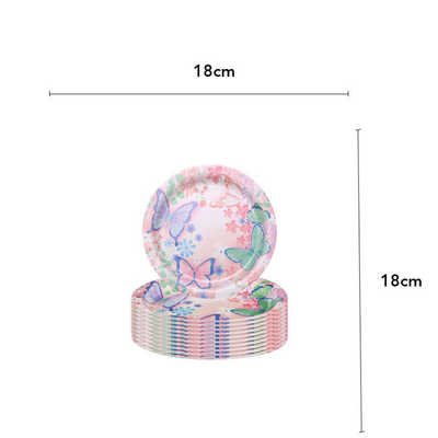 Wholesale Pink Butterfly Theme Disposable Party tableware decoration
