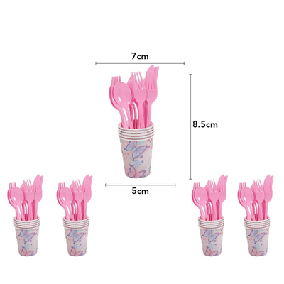 Wholesale Pink Butterfly Theme Disposable Party tableware decoration