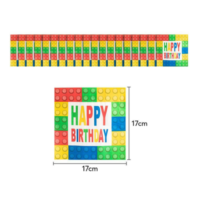 Building Blocks Pattern Carnival Party Disposable Tableware Set