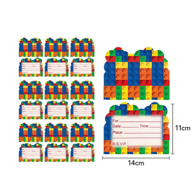 Building Blocks Pattern Carnival Party Disposable Tableware Set