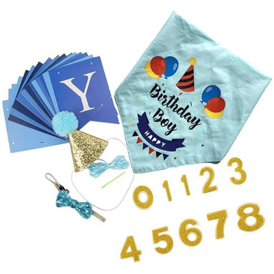 Dog Pet Dog Birthday Set with Golden Number