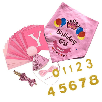 Dog Pet Dog Birthday Set with Golden Number