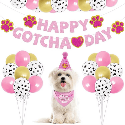 Dog Pet Pink Crown Hat Skirt Bibs Suit Birthday for Dog Party
