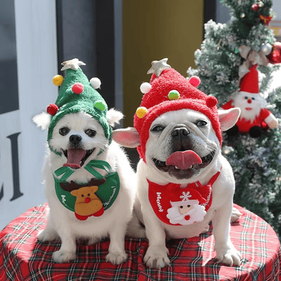 Dog Christmas Santa Hat Scarf Dog Pet Christmas Ornaments 