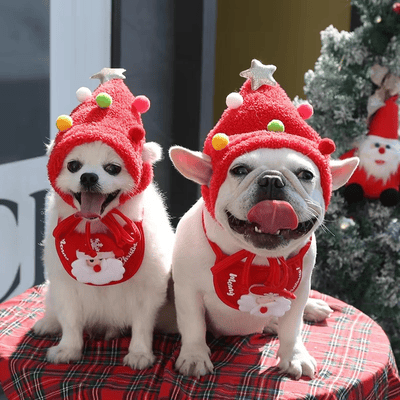 Dog Christmas Santa Hat Scarf Dog Pet Christmas Ornaments 