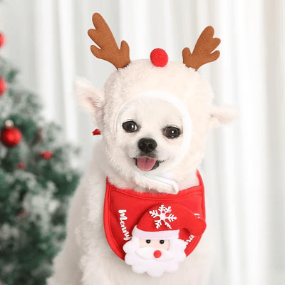 Dog Christmas Santa Hat Scarf Dog Pet Christmas Ornaments 