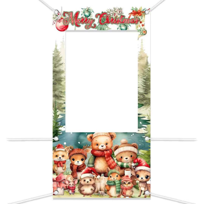 Animal Theme Christmas Backdrop Banner Polyester Background 