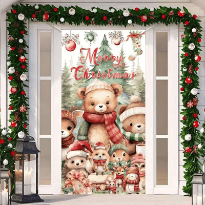 Animal Theme Christmas Backdrop Banner Polyester Background 
