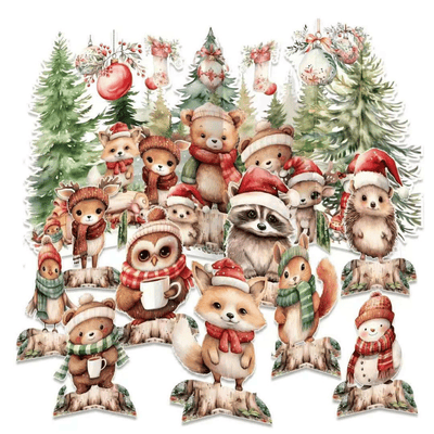 Animal Theme Christmas Backdrop Banner Polyester Background 