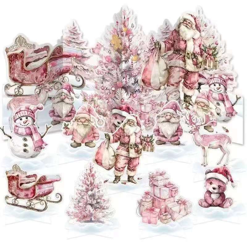 Pink Theme Merry Christmas Decorative Outdoor Banner Backdrop