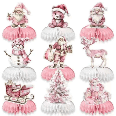 Pink Theme Merry Christmas Decorative Outdoor Banner Backdrop