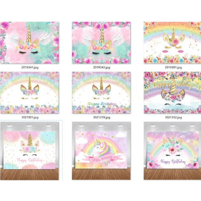 Custom Unicorn Backdrop Happy Birthday Party Decorations for Girls