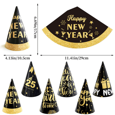 2025 Happy New Year Paper  Cone Hats Children's Adult Party