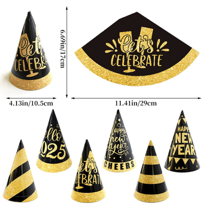 2025 Happy New Year Paper  Cone Hats Children's Adult Party