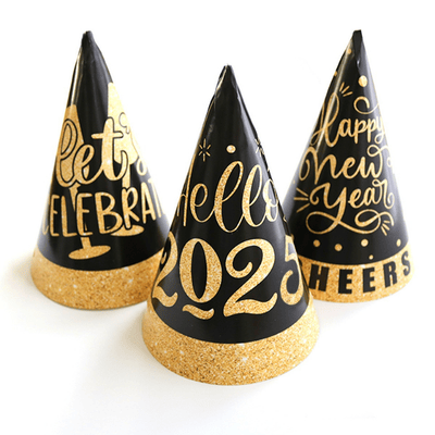 2025 Happy New Year Paper  Cone Hats Children's Adult Party