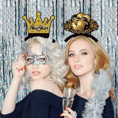 2025 Happy New Year Black Gold Paper Headband Decoration