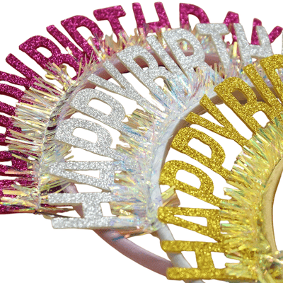 New Flash Glitter Happy Birthday Headband Birthday Decoration 