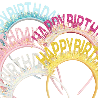 New Flash Glitter Happy Birthday Headband Birthday Decoration 