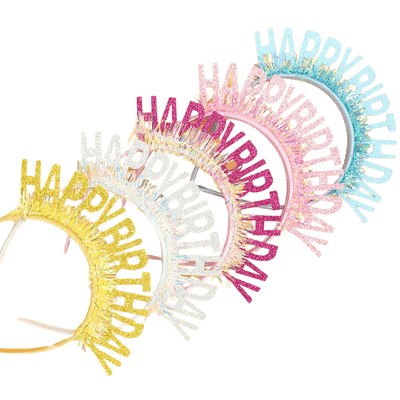 New Flash Glitter Happy Birthday Headband Birthday Decoration 