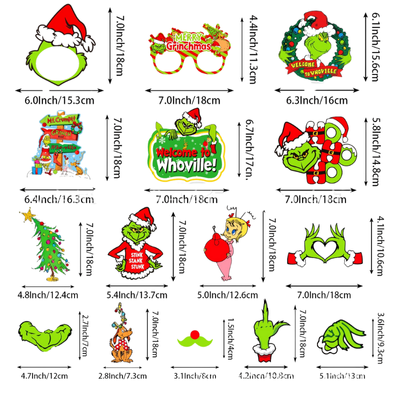 Merry Christmas Photo Booth Props Frame Grinch Theme Party Props