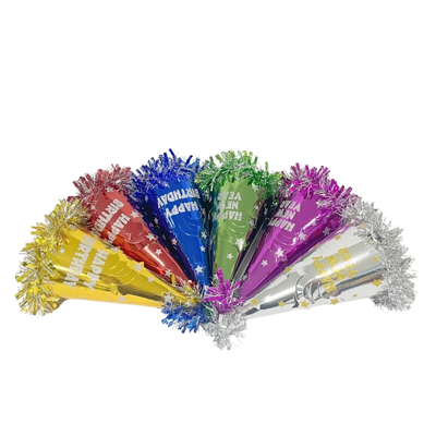 Metallic Foil Cone Hats Birthday Paper Hats for Adults kids 