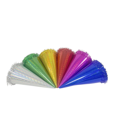  New adult and children's holographic paper cone santa hats