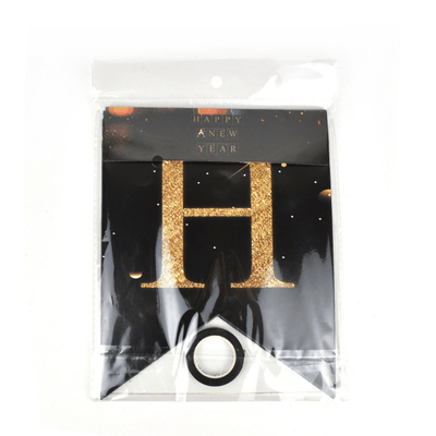 2025 Happy New Year Black Gold Party Banner PVC Spiral Pendant