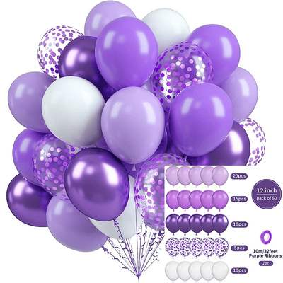 60 pcs 12 inch Latex Balloon Glitter Sequin Conttife Balloons 