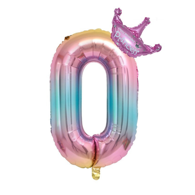 New 32 Inch Princess Gradient Color Number Crown Balloon 