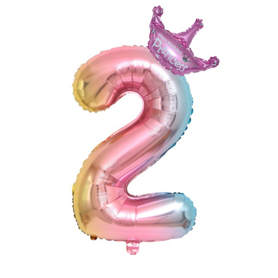 New 32 Inch Princess Gradient Color Number Crown Balloon 