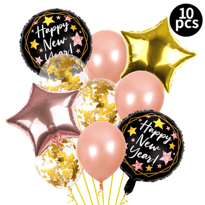 10pcs happy new year party confetti foil latex balloon set 