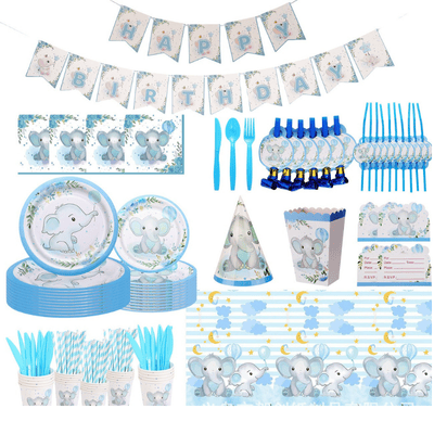 Baby Shower Boy Girl Gender Reveal Blue Elephant Theme party