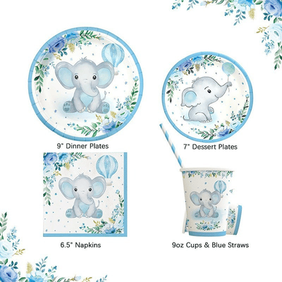 Baby Shower Boy Girl Gender Reveal Blue Elephant Theme party