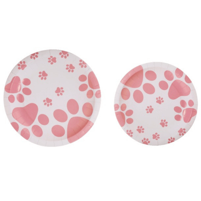 New Pink Dog Paw Birthday Party Disposable Tableware Set 