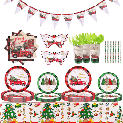Paper plates napkins sets for Christmas disposable dinnerware