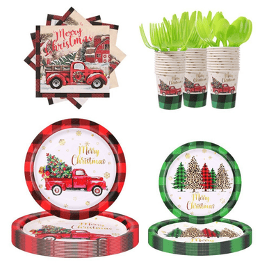 Paper plates napkins sets for Christmas disposable dinnerware