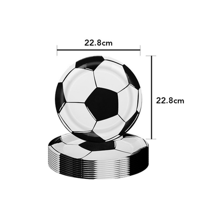 White black football soccer theme tableware set decorations 
