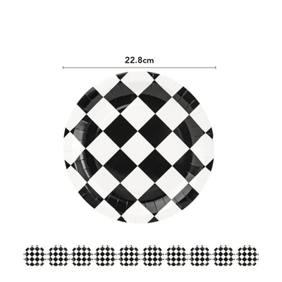  Black and white checkered racecar themed party decoration
