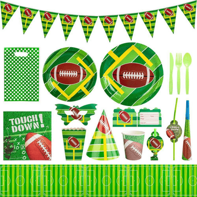 Rugby football disposable dinnerware for kids birthday decor