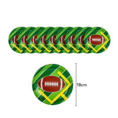 Rugby football disposable dinnerware for kids birthday decor