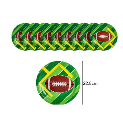 Rugby football disposable dinnerware for kids birthday decor