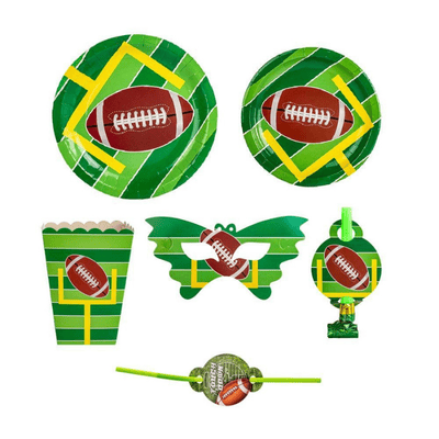 Rugby football disposable dinnerware for kids birthday decor