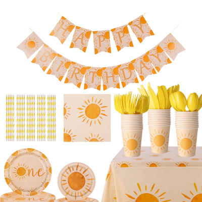 Bohemian sun party tableware baby shower one year party