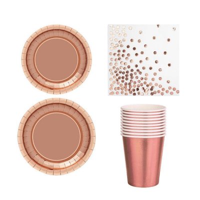 Wedding birthday girls party rose gold dot dinnerware set 