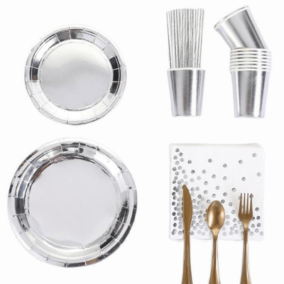 Wedding birthday party silver theme dinnerware tableware set