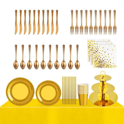 Hot sole gold wedding birthday party foil paper tableware 