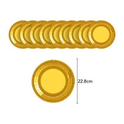 Hot sole gold wedding birthday party foil paper tableware 